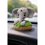 Elefante Muelle Para Salpicadero Coche | Amigurumi Artesanal Pieza Única